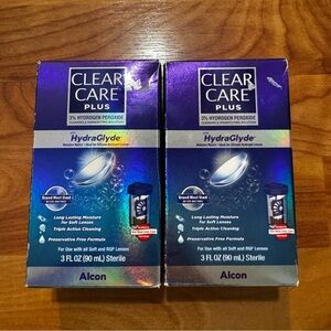 2 Pk Clear Care Plus Cleaning/Disinfecting Lens Solution Hydraglyde 3oz Exp 2026